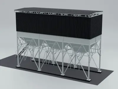 steelwork metal building with stairs 3D model