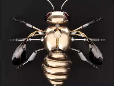 Machine Bee Low-poly 3D model
