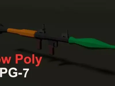 Low Poly RPG-7 orange and rifle Low-poly 3D model