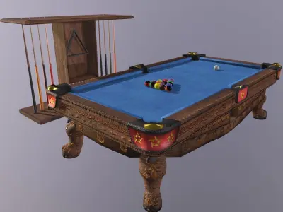 Billiards pool table Low-poly 3D model