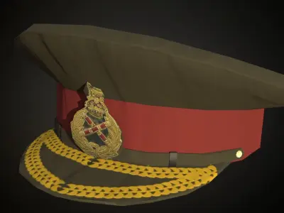 4 British ww2 military officier berets Low-poly 3D model