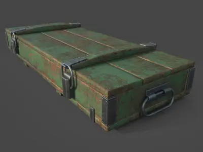 wooden army box  Low-poly 3D model