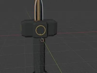 hammer pen with gold handle 3D model