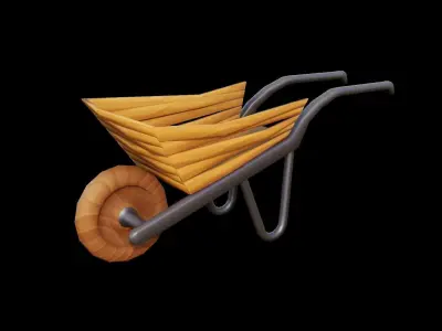 WheelBarrows Stylized Low-Poly Low-poly 3D model