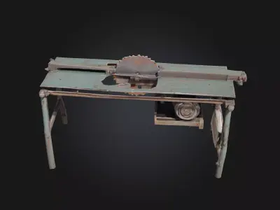 Rustic Saw Table  Handcrafted Grit for Woodworking Scenes 3D model