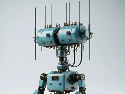 Vintage SciFi Robot with Antennas Low-poly 3D model