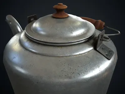 Old aluminum teapot Low-poly 3D model