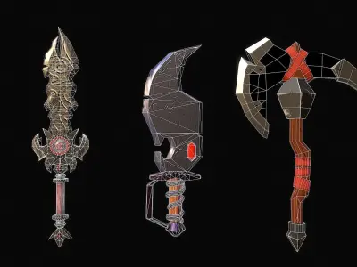 Fantasy weapons pack Low-poly 3D model