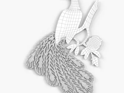 Peacock on branch 3D model