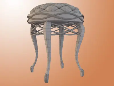 Ornate Piano Stool 3D model
