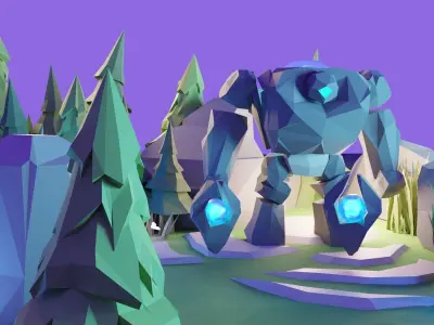 Cartoon League of Legion Blue Buff 3D model