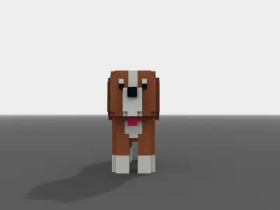 Voxel Dog  Low-poly 3D model