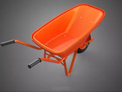 ORANGE CONSTRUCTION WHEELBARROW CART TROLLEY DOLLY BUILDING SITE 3D model