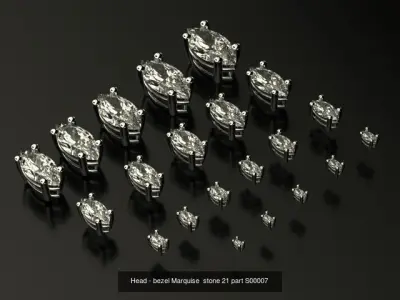 Head - bezel Pear  Marquise 99 part 3D Model Pack