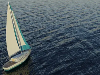 Monohull Sailboat Low-poly 3D model
