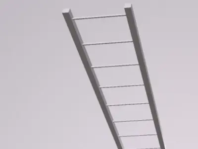 low-poly ladder 3D model hanging in air Low-poly 3D model