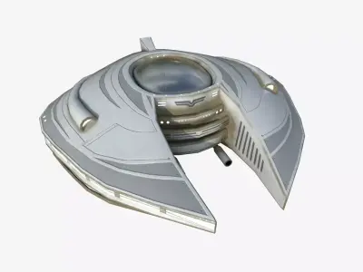 Alien Spaceship UFO D09 Full White - Sci Fi Spacecraft Design Low-poly 3D model