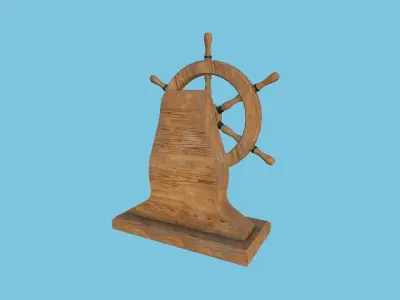 Pirate Ship Wheel 04 - Black Wood - Helm Interior Parts Low-poly 3D model