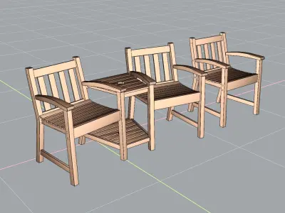 Wooden Garden Set  Free low-poly 3D model