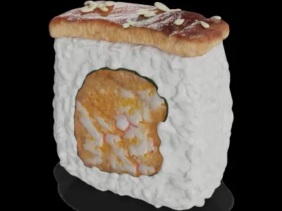 Sushi Eel crab sticks masago caviar tempura chips mayonnaise ... 3D model