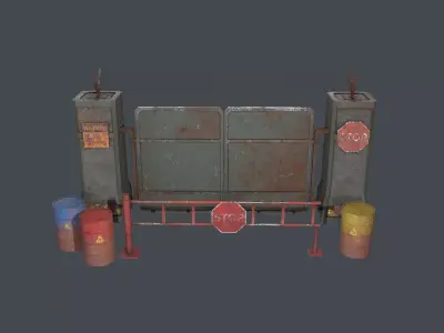 Concrete Gate Barricade Barrel  3D Model Pack