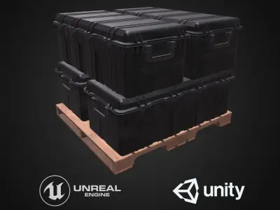 Military case pallet Low-poly 3D model