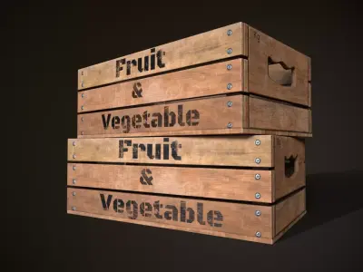 Wooden Crate-1 Low-poly 3D model