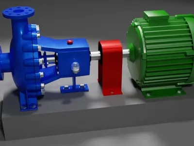Centrifugal pump - generator or motor Low-poly 3D model