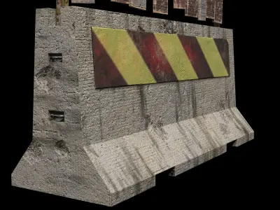 Concrete Barrier Low-poly 3D model