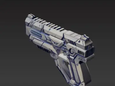 Low-Poly Sci-Fi Blaster Gun 3D model