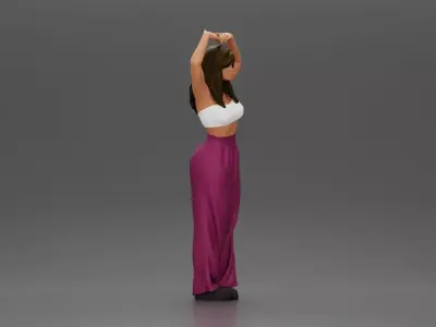 woman striking a heart-shaped pose with joyful energy 3D print model