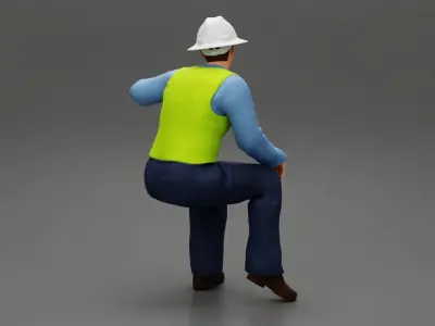 Construction worker sitting relaxing after work 3D print model