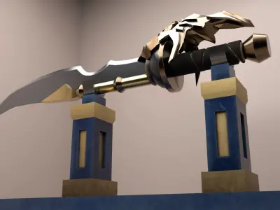Sword with Skull Plate at Handle Gaming Asset 3D Model Low-poly 3D model