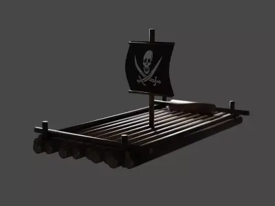 LowPoly water raft 2x Free 3D model