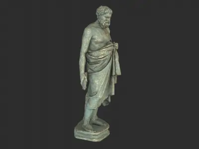 Greek Man Statue - Bronze Low-poly 3D model