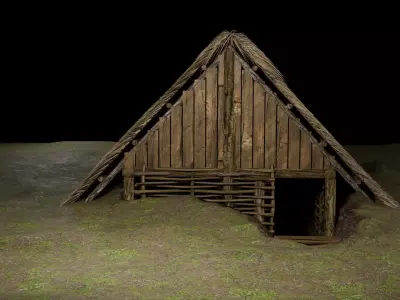 Wooden Pithouse 3D model
