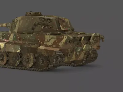 Tiger II Tank 3D Model Low-poly 3D model