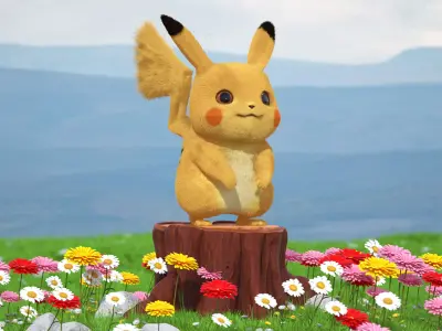 Cartoon Pikachu Character Fur 3D model