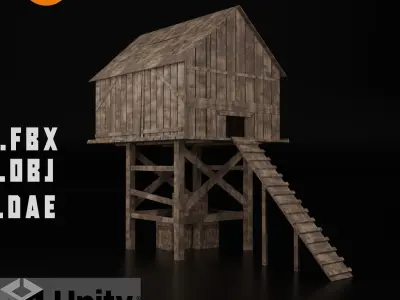 Several medieval assets medieval home and wheelbarrow 3D Model Pack