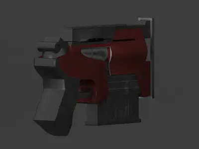 Simple used sci-fi pistol Low-poly 3D model