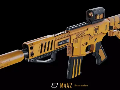 Modern M4A2 PBR Gun Low-poly 3D model