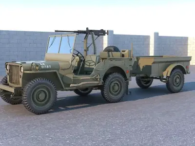Willys MB with Machine gun 3D model