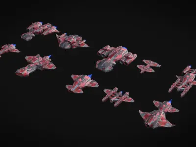 Spaceships Modular Pack for Games Low-poly 3D model