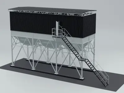 steelwork metal building with stairs 3D model