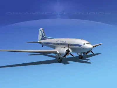 Douglas DC-3 Air France 3D model