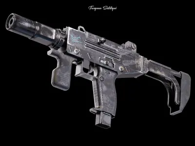 UZI PBR Gun Low-poly 3D model