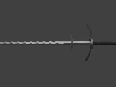 Flamberge Two-Handed Medieval Sword Low-poly 3D model