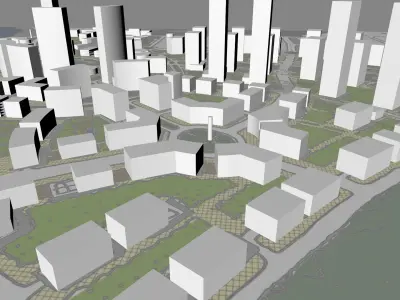 Urban highrise building ancillary building commercial 3D model