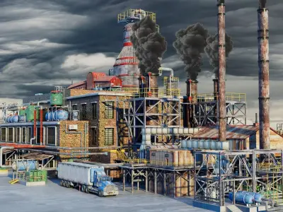 3D Refinery Low-poly 3D model