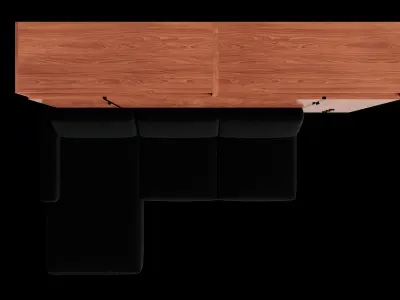 Black Sofa Wall Bed Wooden Cabinet Closed 3D model